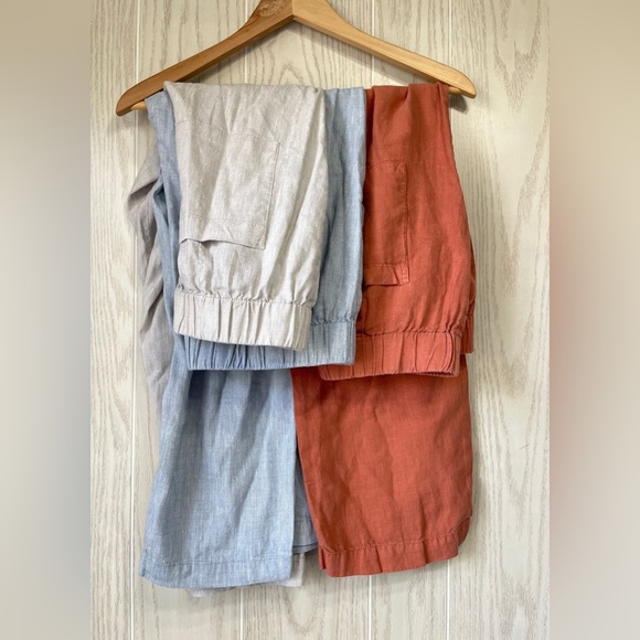 Lou & Grey Crosshatch Softstretch Linen Pants Size Medium EUC (Light Tan) - Picture 7 of 7